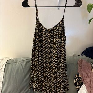 Stylish Black Dress with Yellow Floral Pattern